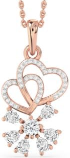 Diamond Rose Gold Heart Snowflake Necklace
