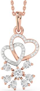 Diamond Platinum & Rose Gold Heart Snowflake Necklace