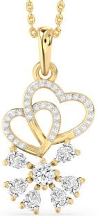 Diamond Gold Heart Snowflake Necklace