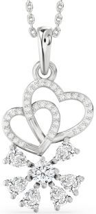 Diamond Silver Heart Snowflake Necklace