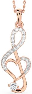 Large Diamond Rose Gold Heart Necklace