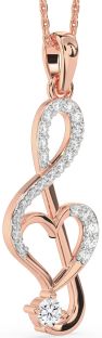 Large Diamond Rose Gold Heart Necklace