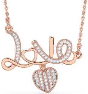 Large Diamond Rose Gold Heart Necklace