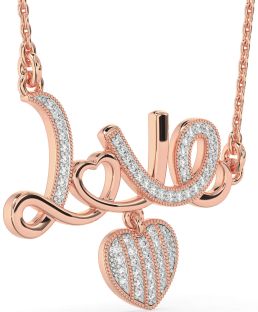 Large Diamond Rose Gold Heart Necklace
