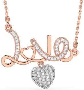 Large Diamond Platinum & Rose Gold Heart Necklace