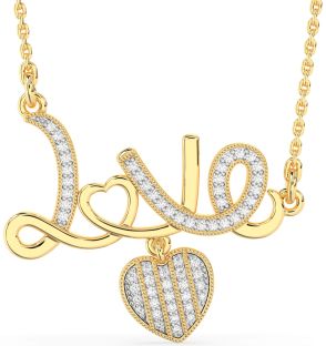 Large Diamond Gold Heart Necklace