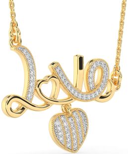 Large Diamond Gold Heart Necklace
