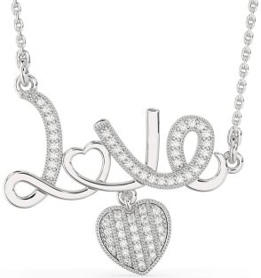 Large Diamond Silver Heart Necklace