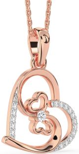 Diamond Rose Gold Heart Butterfly Necklace