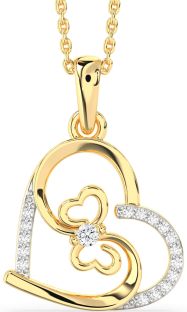 Diamond Gold Heart Butterfly Necklace
