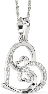 Diamond White Gold Heart Butterfly Necklace