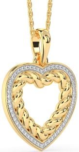 Diamond Gold Heart Knot Necklace