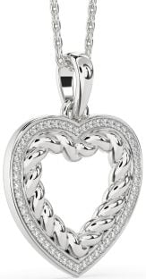 Diamond Platinum Heart Knot Necklace