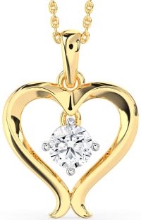 Diamond Gold Silver Heart Necklace
