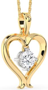 Diamond White Yellow Gold Heart Necklace