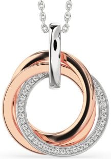 Diamond White Rose Gold Circle Necklace