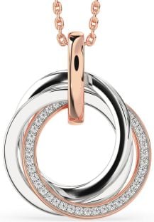 Diamond White Rose Gold Circle Necklace