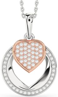Diamond White Rose Gold Heart Circle Necklace