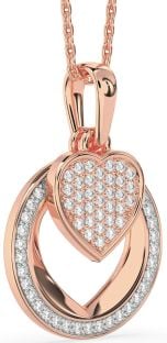Diamond Rose Gold Heart Circle Necklace