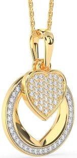 Diamond Gold Heart Circle Necklace