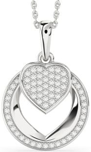 Diamond White Gold Heart Circle Necklace