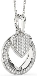 Diamond Platinum Heart Circle Necklace