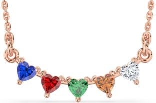 Large Rose Gold Silver Heart Mother's Necklace