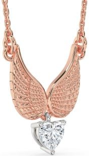 Diamond Platinum & Rose Gold Heart Wings Necklace