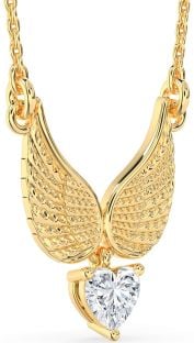 Diamond Gold Heart Wings Necklace