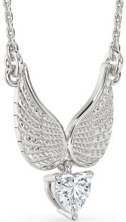 Diamond Platinum Heart Wings Necklace