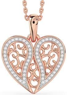 Diamond Rose Gold Broken Heart Necklace