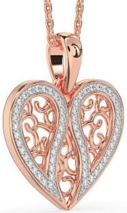 Diamond Rose Gold Broken Heart Necklace