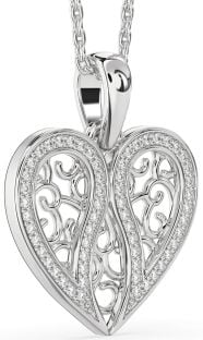 Diamond Platinum Broken Heart Necklace