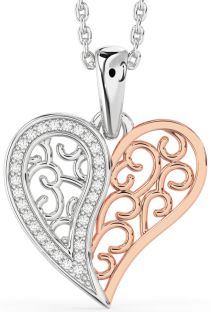 Diamond White Rose Gold Heart Necklace