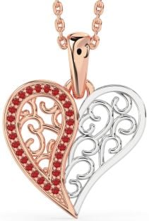 Ruby Rose Gold Silver Heart Necklace