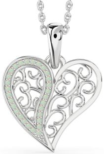 Opal Platinum Heart Necklace