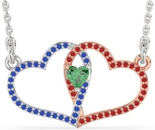 Large Platinum & Rose Gold Heart Necklace