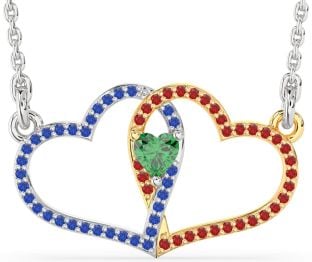 Large Platinum & Yellow Gold Heart Necklace