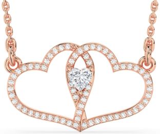 Large Diamond Rose Gold Heart Necklace