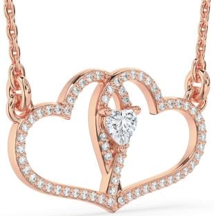 Large Diamond Rose Gold Heart Necklace