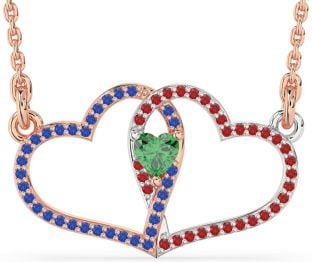 Large Platinum & Rose Gold Heart Necklace