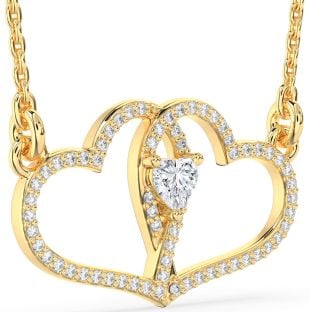 Large Diamond Gold Heart Necklace