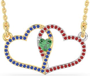 Large Platinum & Yellow Gold Heart Necklace