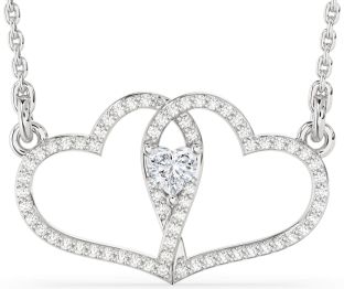 Large Diamond White Gold Heart Necklace