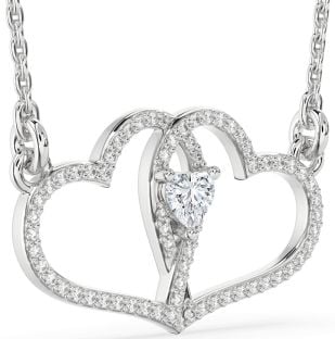 Large Diamond White Gold Heart Necklace