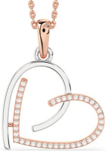 Diamond Platinum & Rose Gold Heart Necklace