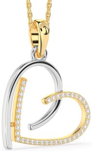 Diamond White Yellow Gold Heart Necklace
