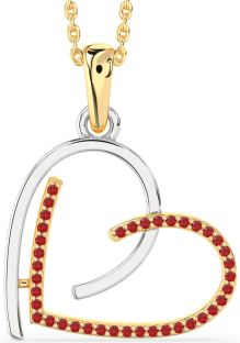 Ruby Gold Silver Heart Necklace