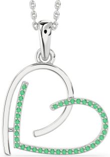 Emerald Platinum Heart Necklace
