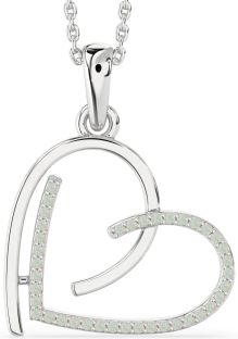 Opal Platinum Heart Necklace